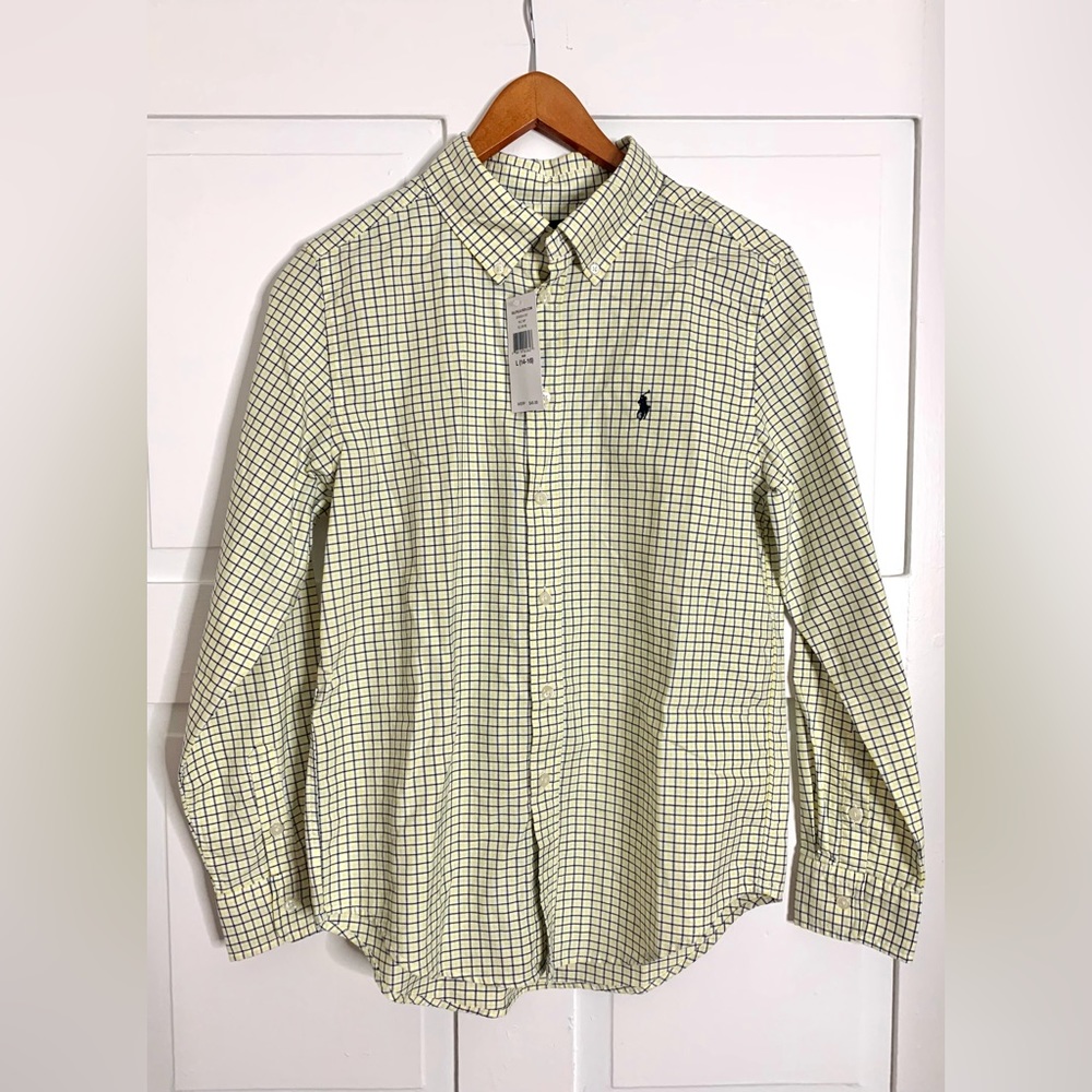NWT Ralph Lauren Youth Boys Plaid Button Down Long Sleeve Shirt, Size L (14-16)
